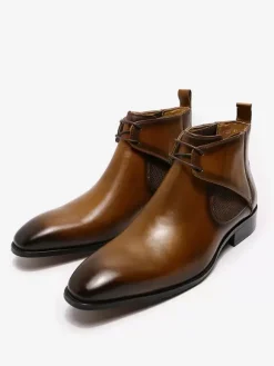 Men's Chukka Boots Cowhide Classic Coffee Brown Ankle Short Boots
