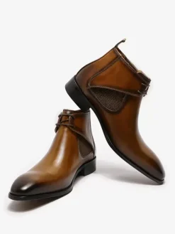 Men's Chukka Boots Cowhide Classic Coffee Brown Ankle Short Boots