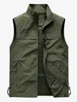 Men's Classic Outdoor Fishing Vest Waterproof Breathable Multi Pockets Casual Vest