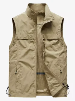 Men's Classic Outdoor Fishing Vest Waterproof Breathable Multi Pockets Casual Vest
