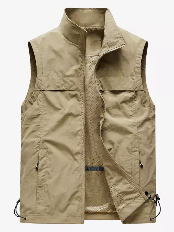 Men's Classic Outdoor Fishing Vest Waterproof Breathable Multi Pockets Casual Vest