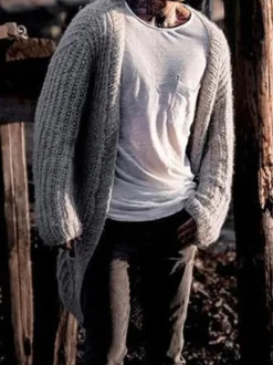 Men's Clothing Cardigan For Men Men's Sweaters Men's Cardigans Casual Long Sleeves Black Coffee Brown Fashionable