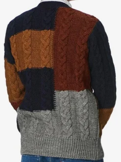 Men's Clothing Cardigan For Men Men's Sweaters Men's Cardigans Chic Color Block Long Sleeves Unique Dark Navy Dark Navy