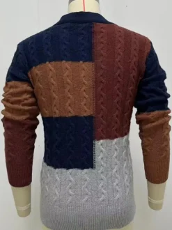 Men's Clothing Cardigan For Men Men's Sweaters Men's Cardigans Chic Color Block Long Sleeves Unique Dark Navy Dark Navy