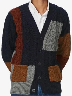 Men's Clothing Cardigan For Men Men's Sweaters Men's Cardigans Chic Color Block Long Sleeves Unique Dark Navy Dark Navy
