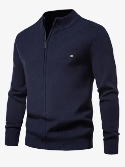 Men's Clothing Cardigan For Men Men's Sweaters Men's Cardigans Comfy Long Sleeves Dark Navy Dark Navy Unique