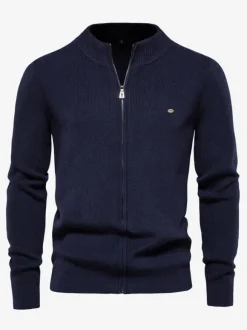 Men's Clothing Cardigan For Men Men's Sweaters Men's Cardigans Comfy Long Sleeves Dark Navy Dark Navy Unique
