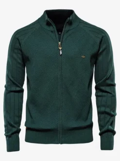 Men's Clothing Men's Cardigan Men's Sweaters Men's Cardigans Simple Long Sleeves Khaki Black Fashionable