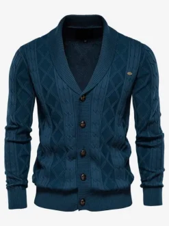 Men's Clothing Men's Cardigan Men's Sweaters Men's Cardigans Comfy Long Sleeves Coffee Brown Khaki Stylish