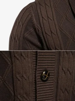 Men's Clothing Men's Cardigan Men's Sweaters Men's Cardigans Comfy Long Sleeves Coffee Brown Khaki Stylish