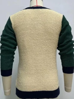 Men's Clothing Men's Cardigan Men's Sweaters Men's Cardigans Lounge Color Block Long Sleeves Stylish Yellow Yellow
