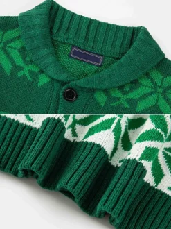 Men's Clothing Men's Cardigan Men's Sweaters Men's Cardigans Casual Geometric Long Sleeves Stylish Red Green