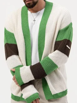 Men's Clothing Men's Casual Cardigan Men's Sweaters Men's Cardigans Simple Color Block Long Sleeves Comfy Green Green