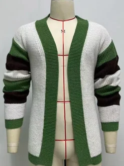Men's Clothing Men's Casual Cardigan Men's Sweaters Men's Cardigans Simple Color Block Long Sleeves Comfy Green Green