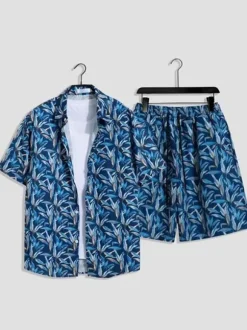 Men's Co-ords Men's Clothing White Casual Short Sleeves Outfit Set