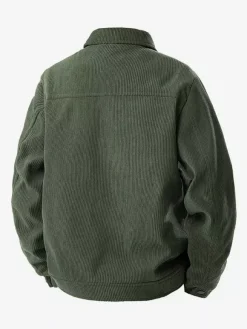 7. Men's Corduroy Jacket Long Sleeve Chest Flap Pockets And Side Pockets Windproof And Durable Retro Coat
