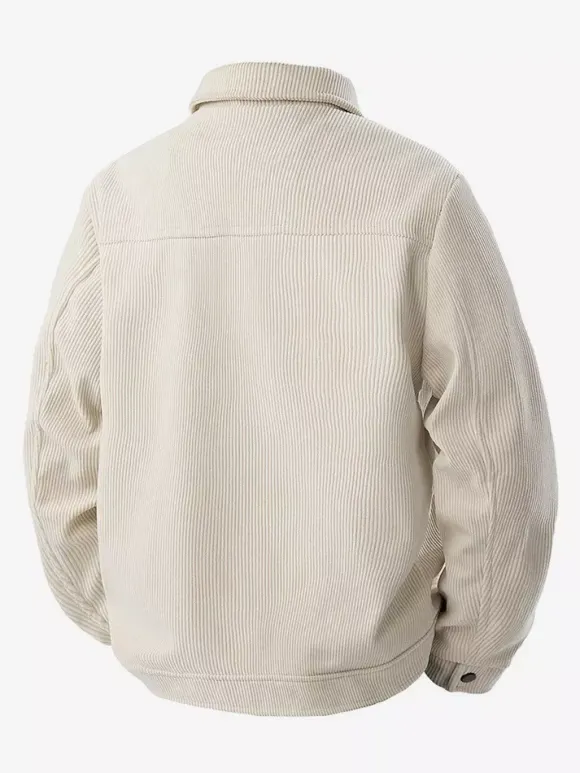 7. Men's Corduroy Jacket Long Sleeve Chest Flap Pockets And Side Pockets Windproof And Durable Retro Coat