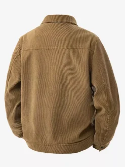 7. Men's Corduroy Jacket Long Sleeve Chest Flap Pockets And Side Pockets Windproof And Durable Retro Coat