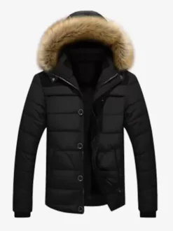 Men's Cotton Coat Faux Fur Collar Hooded Casual Plus Size Parka