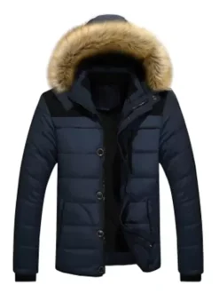 Men's Cotton Coat Faux Fur Collar Hooded Casual Plus Size Parka