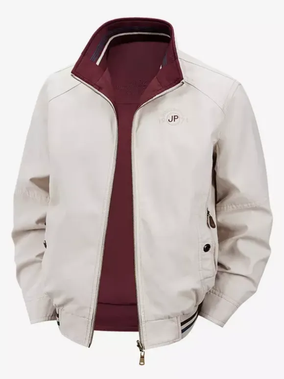 Men’s Cotton Jacket Stand Collar Casual Workwear Durable Multi Pocket Outerwear