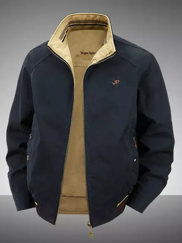 Men’s Cotton Jacket Stand Collar Casual Workwear Durable Multi Pocket Outerwear