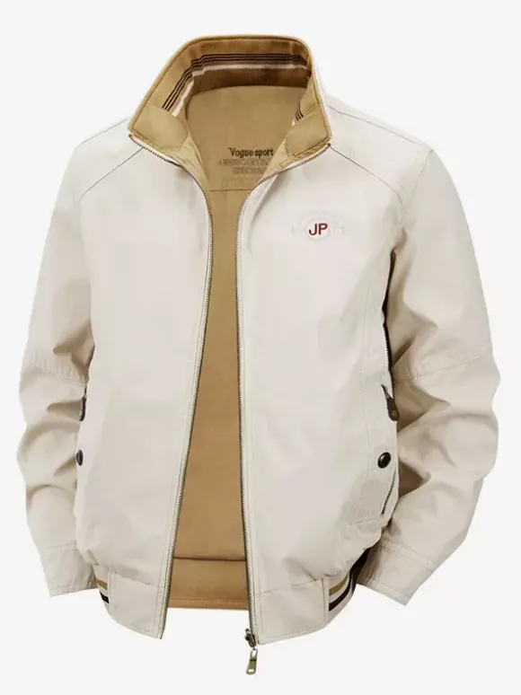 Men’s Cotton Jacket Stand Collar Casual Workwear Durable Multi Pocket Outerwear