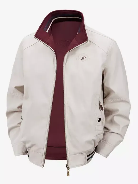 Men’s Cotton Jacket Stand Collar Casual Workwear Durable Multi Pocket Outerwear