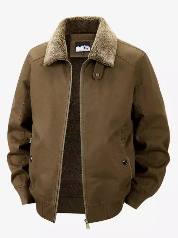 Men’s Cotton Jacket With Lamb Fleece Winter Loose Fit Plus Size Middle Aged Warm Casual Retro Coat