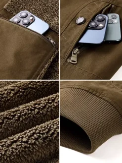 Men’s Cotton Jacket With Lamb Fleece Winter Loose Fit Plus Size Middle Aged Warm Casual Retro Coat
