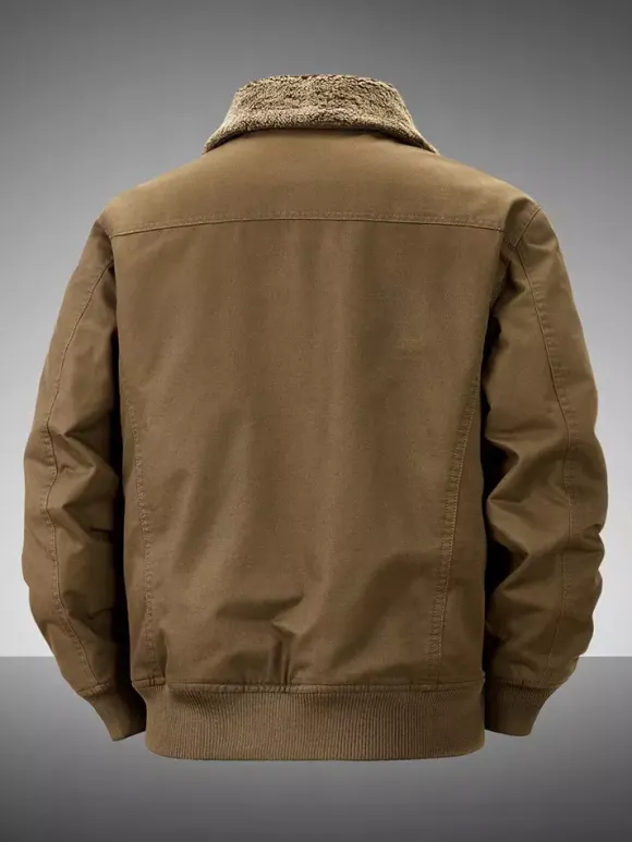 Men’s Cotton Jacket With Lamb Fleece Winter Loose Fit Plus Size Middle Aged Warm Casual Retro Coat