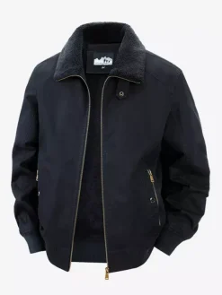 Men’s Cotton Jacket With Lamb Fleece Winter Loose Fit Plus Size Middle Aged Warm Casual Retro Coat
