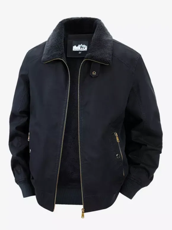 Men’s Cotton Jacket With Lamb Fleece Winter Loose Fit Plus Size Middle Aged Warm Casual Retro Coat