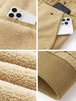 Men’s Cotton Jacket With Lamb Fleece Loose Fit Plus Size Warm Casual Jacket