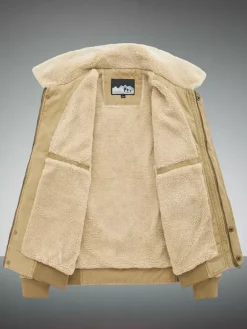 Men’s Cotton Jacket With Lamb Fleece Loose Fit Plus Size Warm Casual Jacket