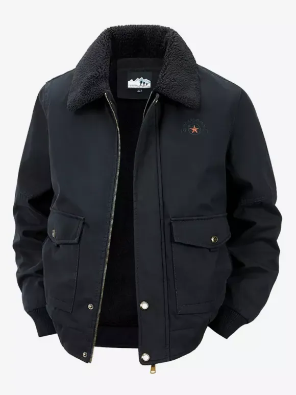 Men’s Cotton Jacket With Lamb Fleece Loose Fit Plus Size Warm Casual Jacket