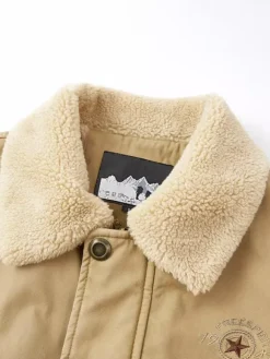 Men’s Cotton Jacket With Lamb Fleece Loose Fit Plus Size Warm Casual Jacket