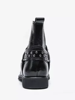 Mens Cowboy Boots Square Toe Rivets Punk Biker Boots High Top Pull On High Top Boots