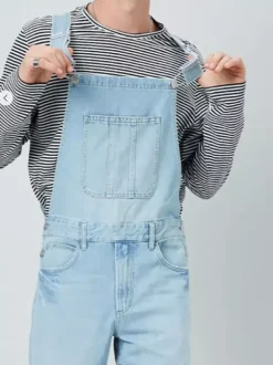 Men's Denim Jumpsuits Overall Jeans Workwear Cargo Pants
