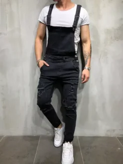 Men's Denim Overall Jeans Workwear Cargo Jumpsuits