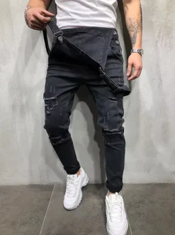 Men's Denim Overall Jeans Workwear Cargo Jumpsuits