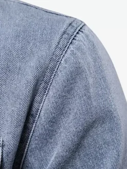 Men's Denim Shirt Top Casual Lapel Denim Shirt with Pockets