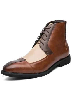 Men's Desert Chukka Boots Color Block Lace Up Cap Toe Oxford Ankle Boots
