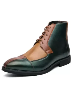 Men's Desert Chukka Boots Color Block Lace Up Cap Toe Oxford Ankle Boots