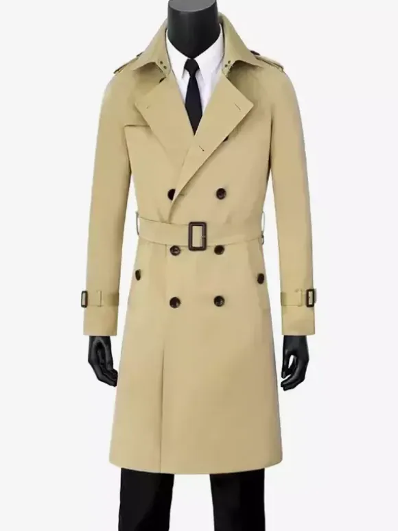 Men's Double-Breasted Coats Mid-Length Slim Coats British Style Windbreakers
