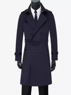 Men's Double-Breasted Coats Mid-Length Slim Coats British Style Windbreakers