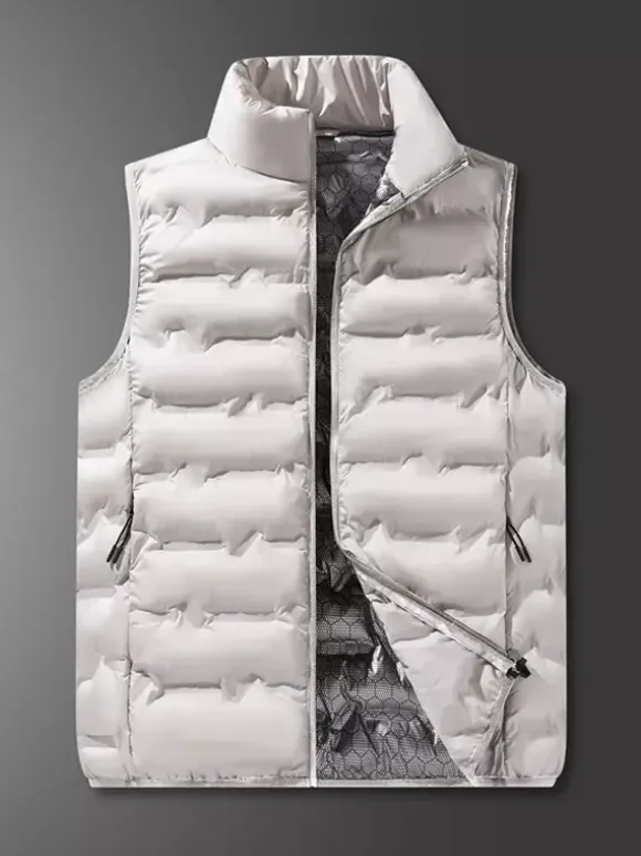 Men's Down Outdoor Stand-Up Collar Sleeveless Padded Vest Coats