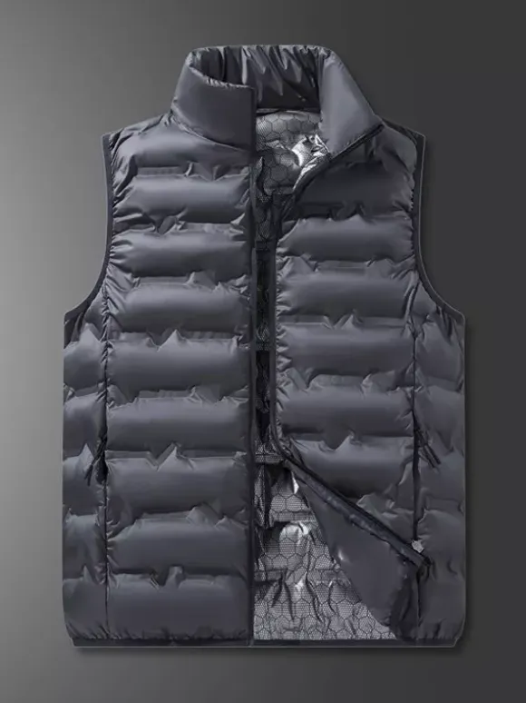 Men's Down Outdoor Stand-Up Collar Sleeveless Padded Vest Coats