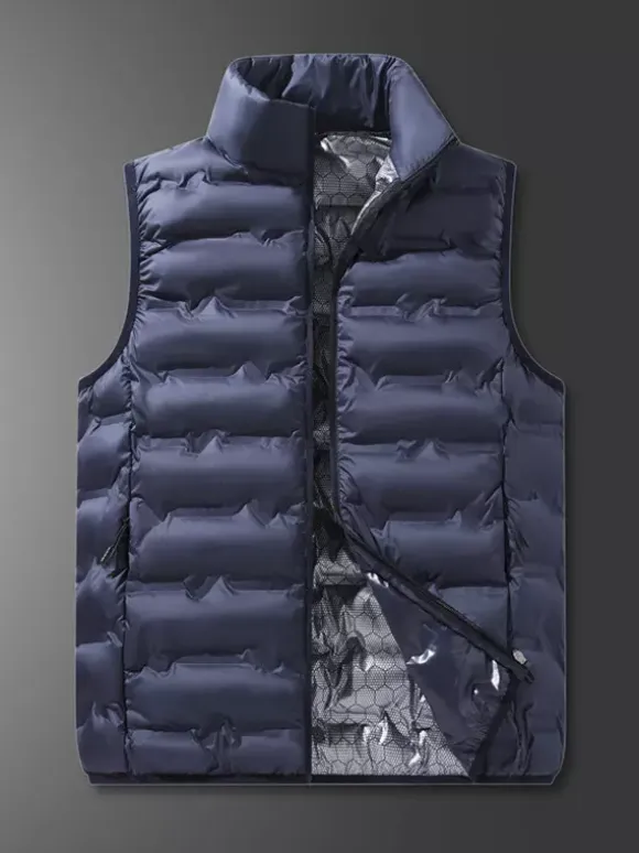 Men's Down Outdoor Stand-Up Collar Sleeveless Padded Vest Coats
