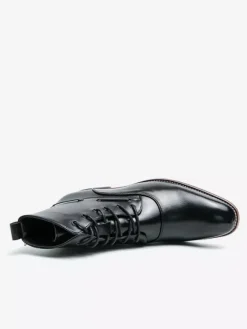 Mens Dress Ankle Boots Pointed Toe Leather Oxfords With Low Heel Formal Business Casual Shoes